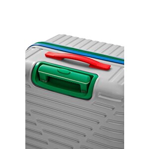 Büyük Ve Kabin Boy 2'li Valiz Seti %100 Polikarbon Valiz 4x2 Teker Gri 1088