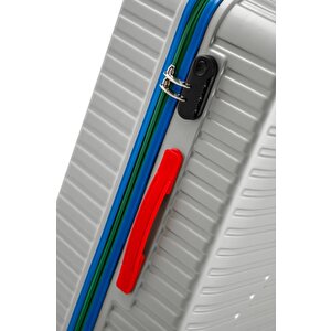 Büyük Ve Kabin Boy 2'li Valiz Seti %100 Polikarbon Valiz 4x2 Teker Gri 1088