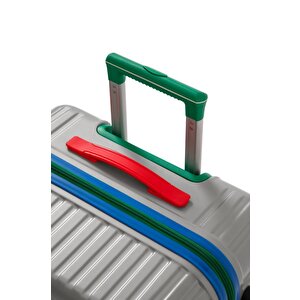 Büyük Ve Kabin Boy 2'li Valiz Seti %100 Polikarbon Valiz 4x2 Teker Gri 1088