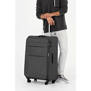 Pierre Cardin 2'li Valiz Seti Büyük Ve Orta Boy Lüx Kumaş Valiz Antrasit 04pc4200