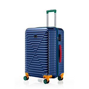 Orta Boy %100 Polikarbon Valiz 4x2 Teker Lacivert 1088