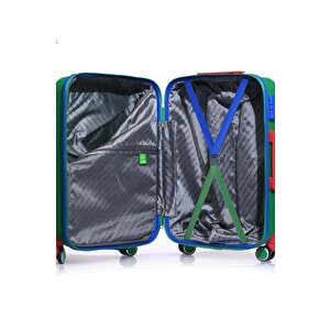 Benetton 3'lü Valiz Seti %100 Policarbon Kırılmaz Valiz Yeşil Bnt700