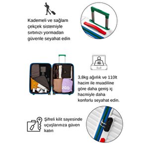 Büyük Boy %100 Polikarbon Valiz 4x2 Teker Beyaz 1088