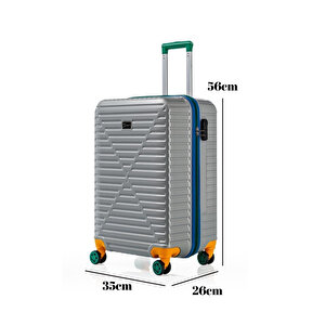 Kabin Boy %100 Polikarbon Valiz 4x2 Teker Gri 1088
