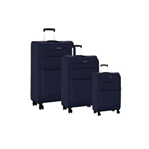 3'lü Valiz Seti Lüx Kumaş Valiz Lacivert 04pc4200