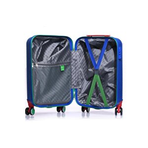 Benetton Kabin Boy %100 Policarbon Kırılmaz Valiz Mavi Bnt500