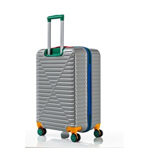 3'lü Valiz Seti %100 Polikarbon Valiz 4x2 Teker Gri 1088
