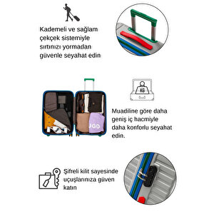 3'lü Valiz Seti %100 Polikarbon Valiz 4x2 Teker Gri 1088