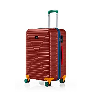 Orta Ve Kabin Boy 2'li Valiz Seti %100 Polikarbon Valiz 4x2 Teker Bordo 1088