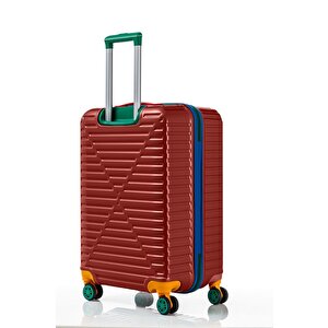 Orta Ve Kabin Boy 2'li Valiz Seti %100 Polikarbon Valiz 4x2 Teker Bordo 1088