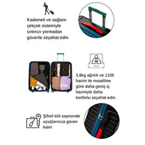 Büyük Boy %100 Polikarbon Valiz 4x2 Teker Siyah 1088