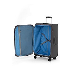Pierre Cardin 3'lü Valiz Seti Lüx Kumaş Valiz Antrasit 04pc4200