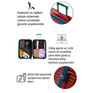 Büyük Boy %100 Polikarbon Valiz 4x2 Teker Bordo 1088