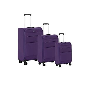 Pierre Cardin 3'lü Valiz Seti Lüx Kumaş Valiz Mor 04pc4200