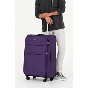 Pierre Cardin 3'lü Valiz Seti Lüx Kumaş Valiz Mor 04pc4200