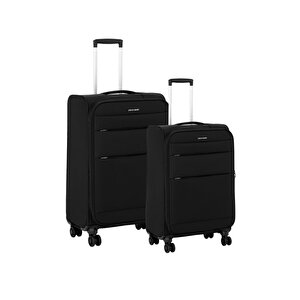 Pierre Cardin 2'li Valiz Seti Büyük Ve Orta Boy Lüx Kumaş Valiz Siyah 04pc4200