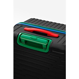 3'lü Valiz Seti %100 Polikarbon Valiz 4x2 Teker Siyah 1088