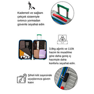 Büyük Boy %100 Polikarbon Valiz 4x2 Teker Gri 1088