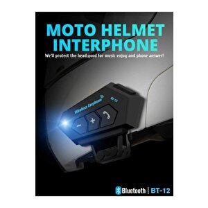 Torima Bt12 Motosiklet Bluetooth Intercom Interkom Dinleme Ve Konuşma Özellikli Su Geçirmez Kulaklık