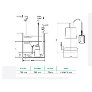Wilo Initial Drain 10.7 Az Kirli Sular İçin Monofaze Dalgıç Pompa