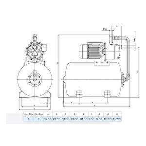 Wilo Initial Aqua Sps 50-4.47 Yatay 50 Lt. Tanklı Hidrofor (5 Kat-10 Daire)