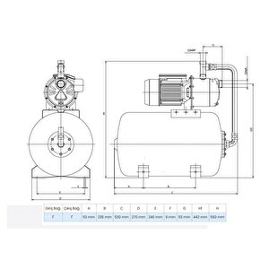 Wilo Initial Aqua Sps 25-4.47 Yatay 25 Lt. Tanklı Hidrofor (5 Kat-10 Daire)