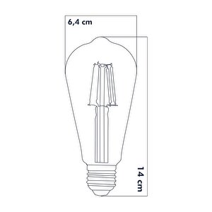 Led E27 St64 Ampul 8w 2500k Gün Işığı