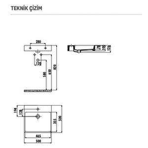 Next 50x50 Cm Setüstü Düz Kare Lavabo Nx255