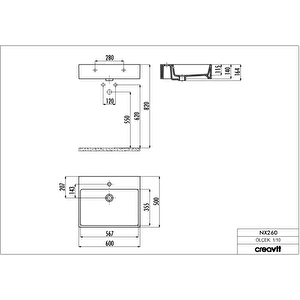 Nx260 Setüstü 50x60 Düz Kare Lavabo