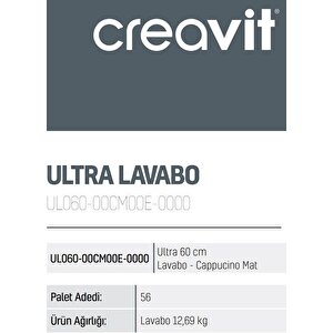 Creavit Set Üstü Ul060 Ultra 60cm Lavabo - Cappucino Mat