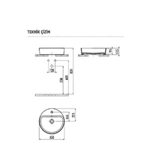 Loop 45 Cm Set Üstü Çanak Lavabo Beyaz Lp146