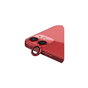 Iphone 13 İle Uyumlu Darbeye Dayanıklı Safir Kamera Lens Koruyucu Kırmızı