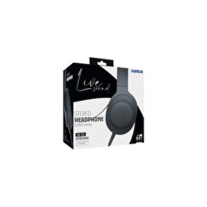 Sunix Stereo Mikrofonlu Extra Bass 3.5mm Jack Kulak Üstü Kablolu Kulaklık Siyah Sx-53