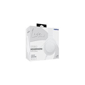 Sunix Stereo Mikrofonlu Extra Bass 3.5mm Jack Kulak Üstü Kablolu Kulaklık Beyaz Sx-53