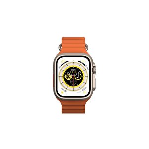 Amoled Ekran Turuncu Ve Beyaz Çift Kordonlu Akıllı Saat Watch Ultra