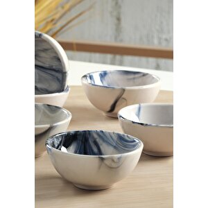 Lissa Çerezlik Takımı 6 Parça El Yapımı Sosluk, Seramik Kahvaltılık Seti, Porselen Lokumluk Takımı Mavi