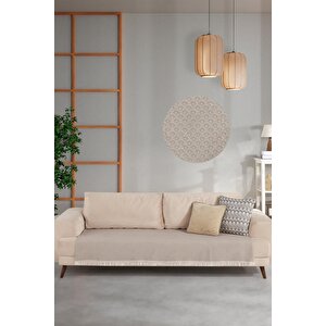 Halfy | Koltuk Örtüsü 100x210 Cm | Natural Pamuklu Koltuk Şalı | Çekyat Örtüsü Bej