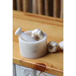 Mermer Havan Seti Büyük Boy Doğaltaş Mermer Havan Seti 12 X 9 Cm Beyaz