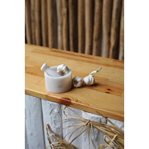Mermer Havan Seti Büyük Boy Doğaltaş Mermer Havan Seti 12 X 9 Cm Beyaz