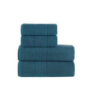 Royal | 50x90 - 70x140 Cm 4'lü  Banyo Havlu Seti, %100 Pamuklu Havlu Takımı Petrol