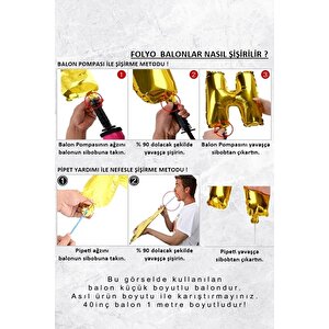 H Harfi Folyo Balon Gold 100 Cm 40 Inç 1 Metre Altın