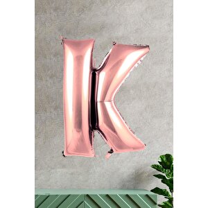 K Harfi Rose Gold Folyo Balon 100 Cm 40 Inç 1 Metre Baş Harf Balon