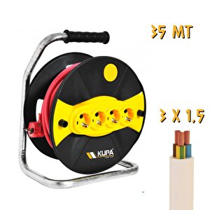 Makaralı Uzatma Kablosu 3x1.5 - 4 Priz - 35 Mt.