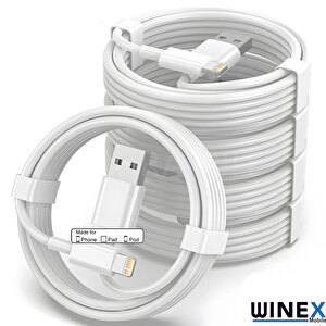 5 Adet 3a 45w İphone Usba To Lightning 1m Hızlı Data Ve Şarj Kablosu Beyaz Beyaz
