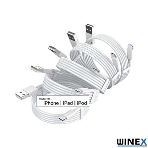 5 Adet 3a 45w İphone Usba To Lightning 1m Hızlı Data Ve Şarj Kablosu Beyaz Beyaz