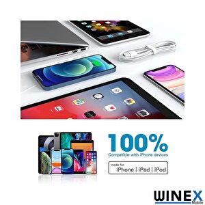 Winex 5 Adet 3a 45w İphone Usba To Lightning 1m Hızlı Data Ve Şarj Kablosu Beyaz