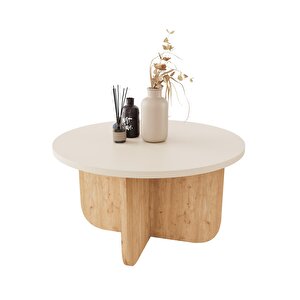 Beca O0040 Orta Sehpa 56 cm Kumtaşı Üst-Meşe Ayak