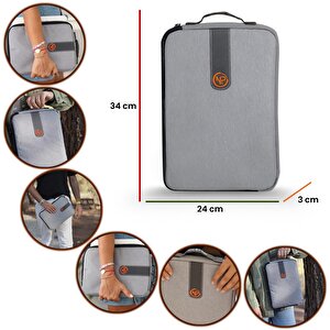 Npo Ace 13" Macbook, Apple Ipad Uyumlu,ultra Korumalı Notebook & Tablet Kılıfı/çantası-açık Gri