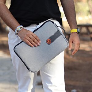 Npo Ace 13" Macbook, Apple Ipad Uyumlu,ultra Korumalı Notebook & Tablet Kılıfı/çantası-açık Gri