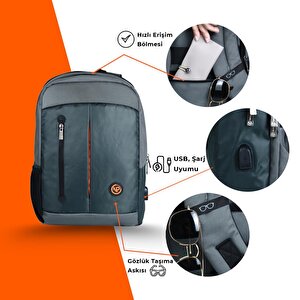 Npo Citylifeplus Smart 16" Çift Ana Bölmeli Notebook Sırt Çantası-gri